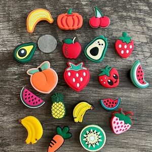 Jibbitz. Fruit Basket. 🍑🥑🍉🍓Crocs and similar. Bundle and save! Set of 19.